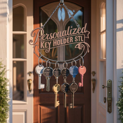 Personalized Key Holder STL File: Name & Silhouette Design (3D Print)