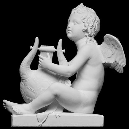 Cupid Playing the Lyre – 12K Premium Resin Sculpture Inspired by Roman Depictions of Eros, the God of Love and Music in Classical Mythology