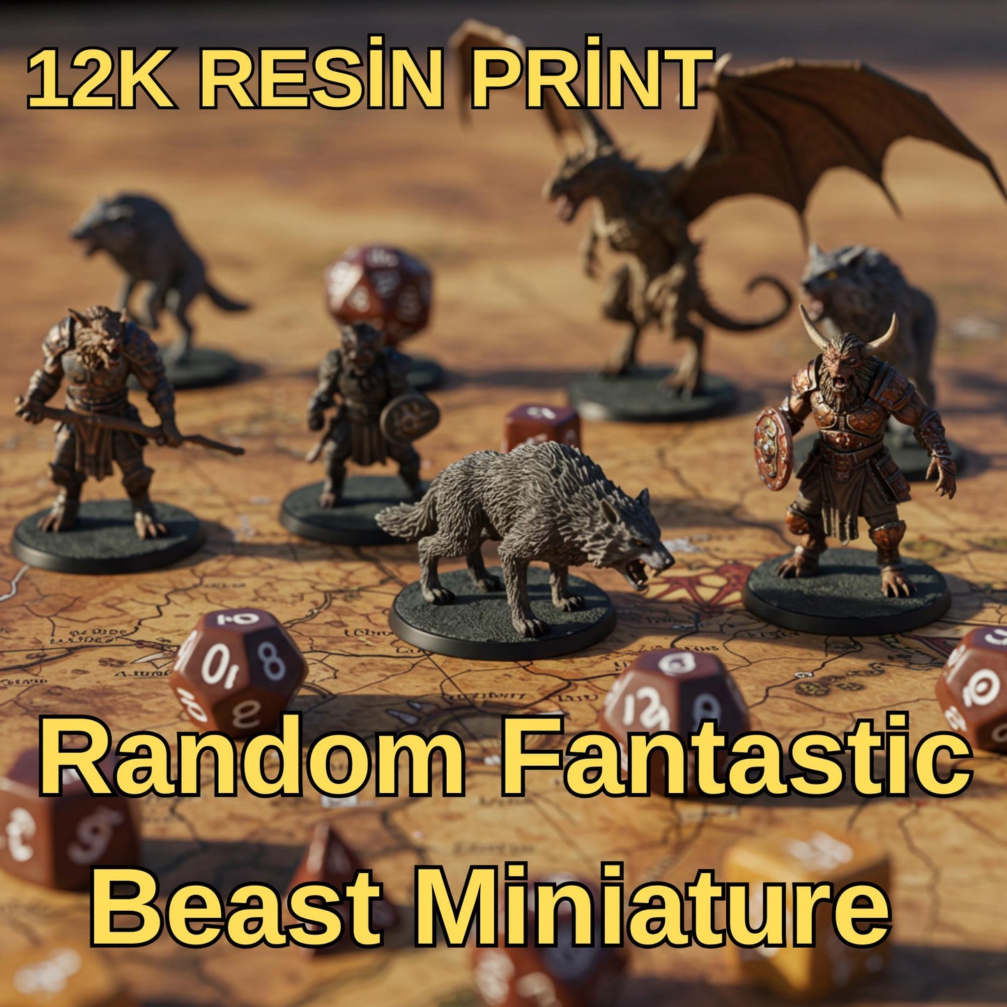 Random Fantastic beast  Role Play Miniature Bundle - UNpainted -12K Resin Print Bundle-Hq Resin Print Dnd Miniature Set