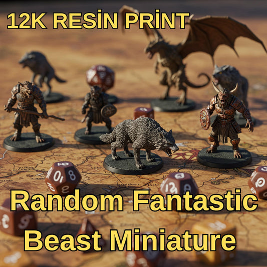 Random Fantastic beast  Role Play Miniature Bundle - UNpainted -12K Resin Print Bundle-Hq Resin Print Dnd Miniature Set