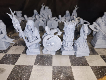 Viking Chess Pieces - 12k Resin Print -High Quality - Pieces Only- Unpainted