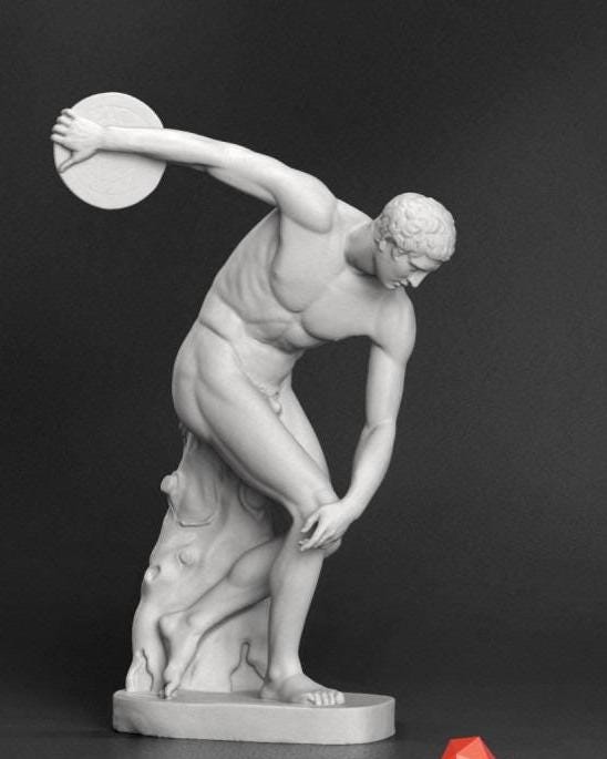 Ancient Greek Athlete Sculpture – Townley Discobolus Crafted in 12K Resin