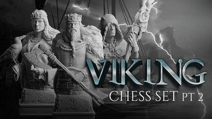 Viking Chess Pieces - 12k Resin Print -High Quality - Pieces Only- Unpainted