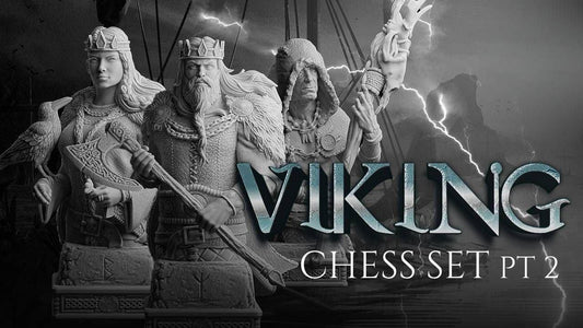 Viking Chess Pieces - 12k Resin Print -High Quality - Pieces Only- Unpainted