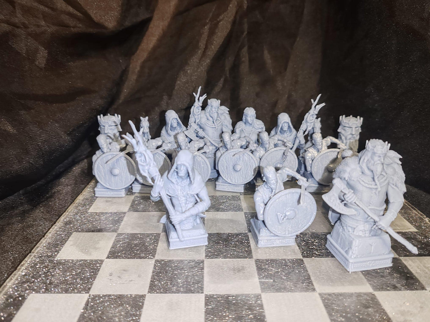 Viking Chess Pieces - 12k Resin Print -High Quality - Pieces Only- Unpainted