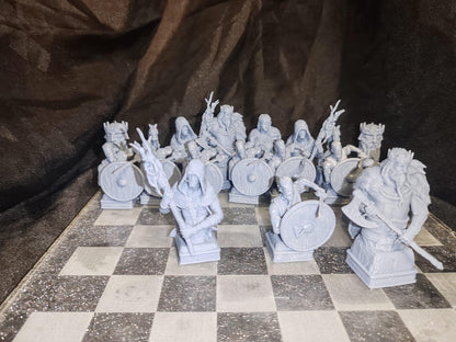 Viking Chess Pieces - 12k Resin Print -High Quality - Pieces Only- Unpainted