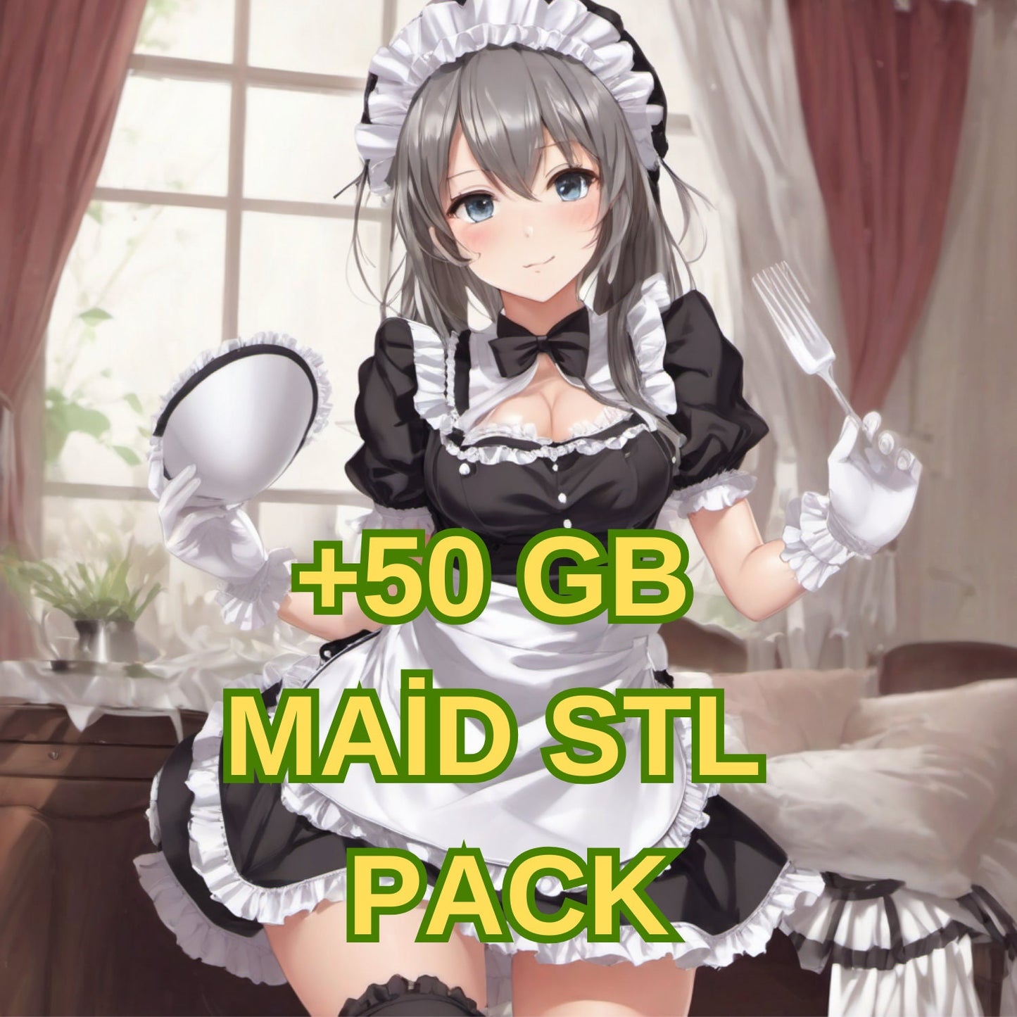 Maid Figures STL File Pack: Japanese Style 3D Printing (+50GB)
