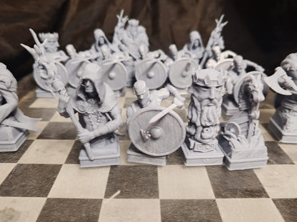 Viking Chess Pieces - 12k Resin Print -High Quality - Pieces Only- Unpainted