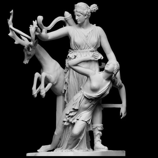 Artemis and Iphigeneia – 12K Premium Resin Sculpture Inspired by Greek Mythology and the Ancient Tragedy of Sacrifice and Salvation