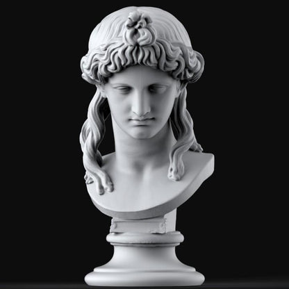 12K Resin Sculpture: Greek Apollo or Woman Head - Ancient Art Inspired