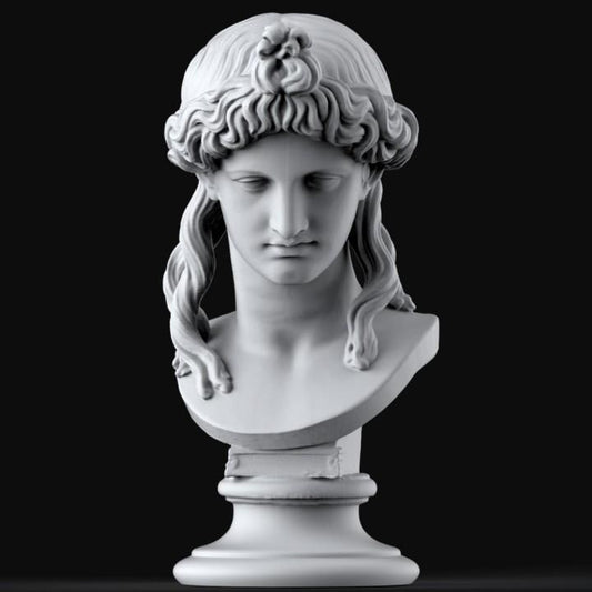 12K Resin Sculpture: Greek Apollo or Woman Head - Ancient Art Inspired