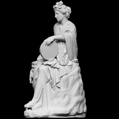 Seated Muse Thalia – 12K Premium Resin Sculpture of the Greek Muse of Comedy and Idyllic Poetry, Classical Style