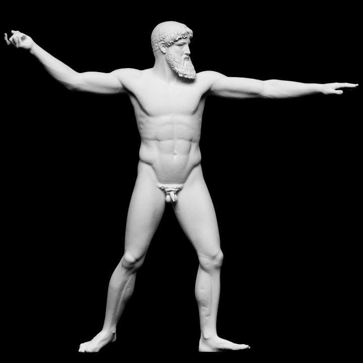12K Resin Artemision Zeus Statue: Ancient Greek God Sculpture