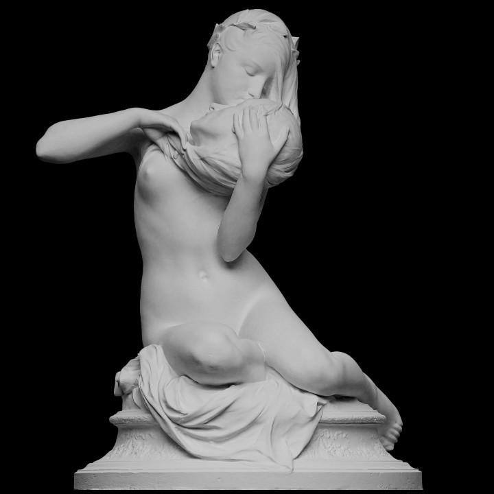 André Chenier Muse Sculpture: 12K Resin Neoclassical Art