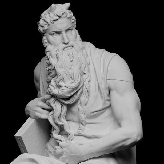 Moses (Upper Half) – 12K Premium Resin Sculpture Inspired by Michelangelo’s Masterpiece Capturing the Prophet’s Strength and Authority