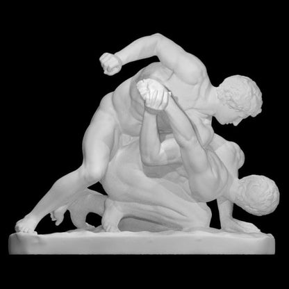 12K Resin Uffizi Wrestlers Sculpture: Greek Roman Athletic Art