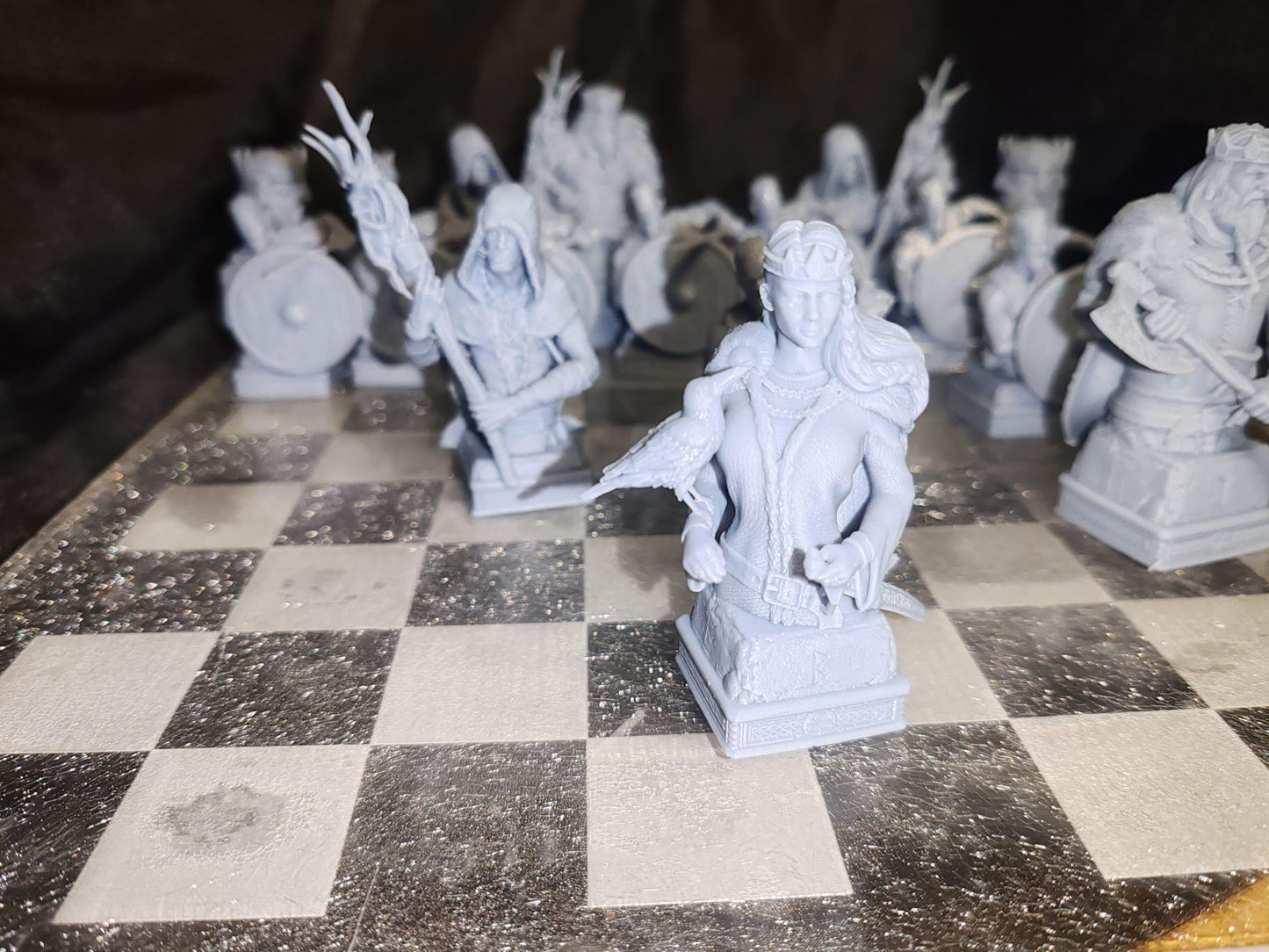 Viking Chess Pieces - 12k Resin Print -High Quality - Pieces Only- Unpainted
