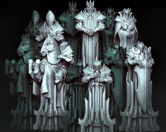 12K Resin Knight Chess Pieces: Unpainted Medieval Set