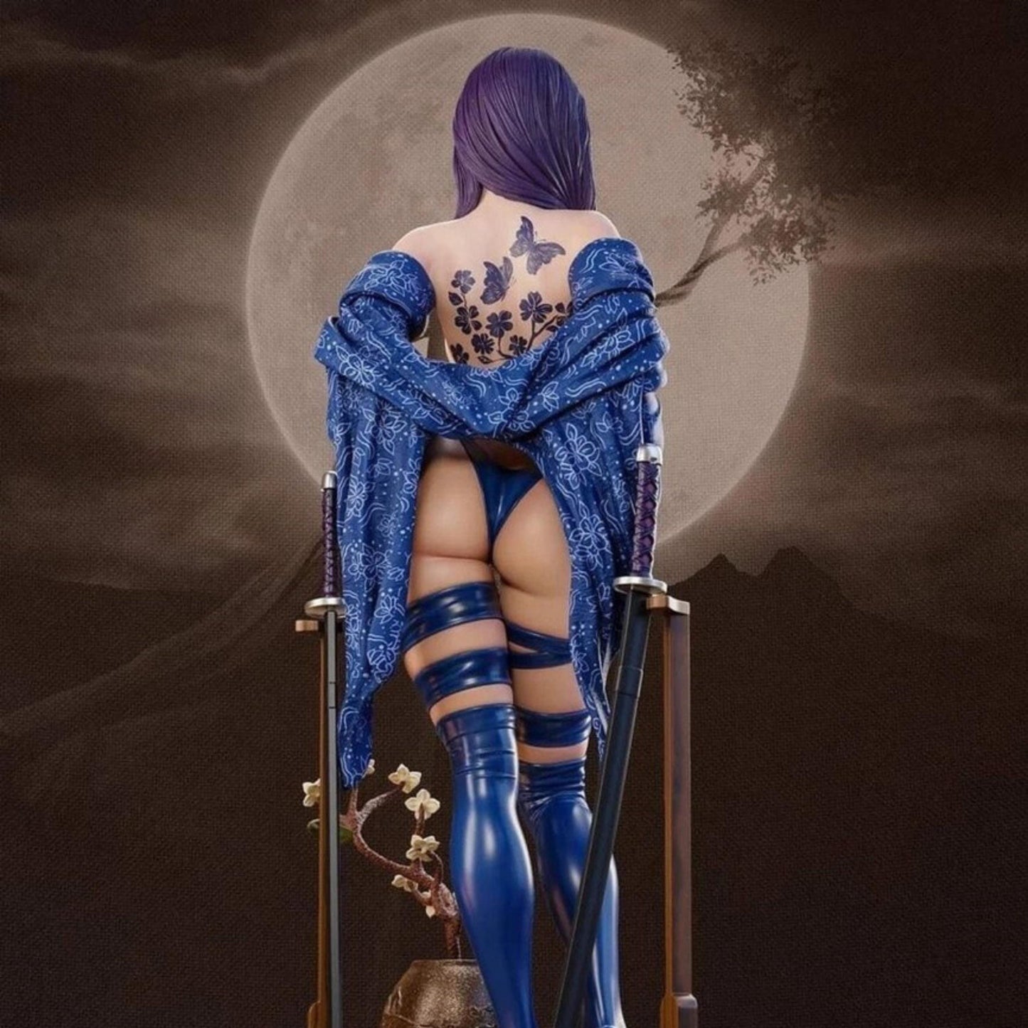 Samurai Geisha Resin Figure – 12K High Detail – Unpainted / Painted – Fantasy Collectible Kit