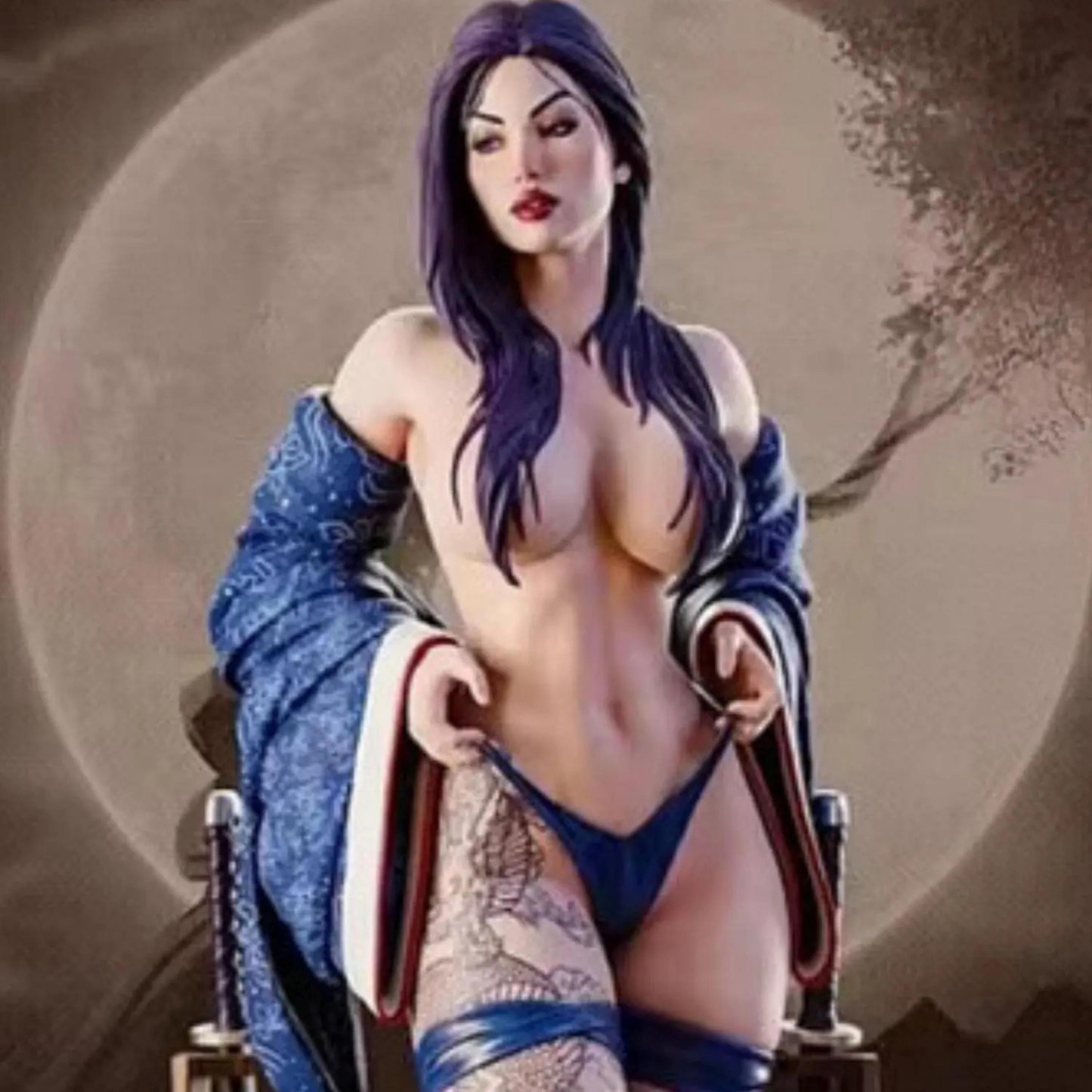 Samurai Geisha Resin Figure – 12K High Detail – Unpainted / Painted – Fantasy Collectible Kit