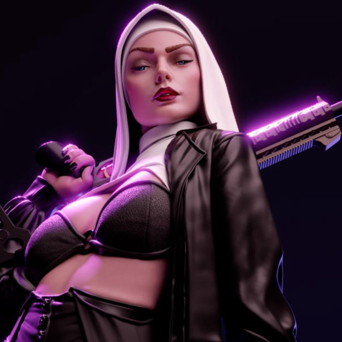 Battle Nun Resin Figure – 12K High Detail – Unpainted / Painted – Fantasy Collectible Kit