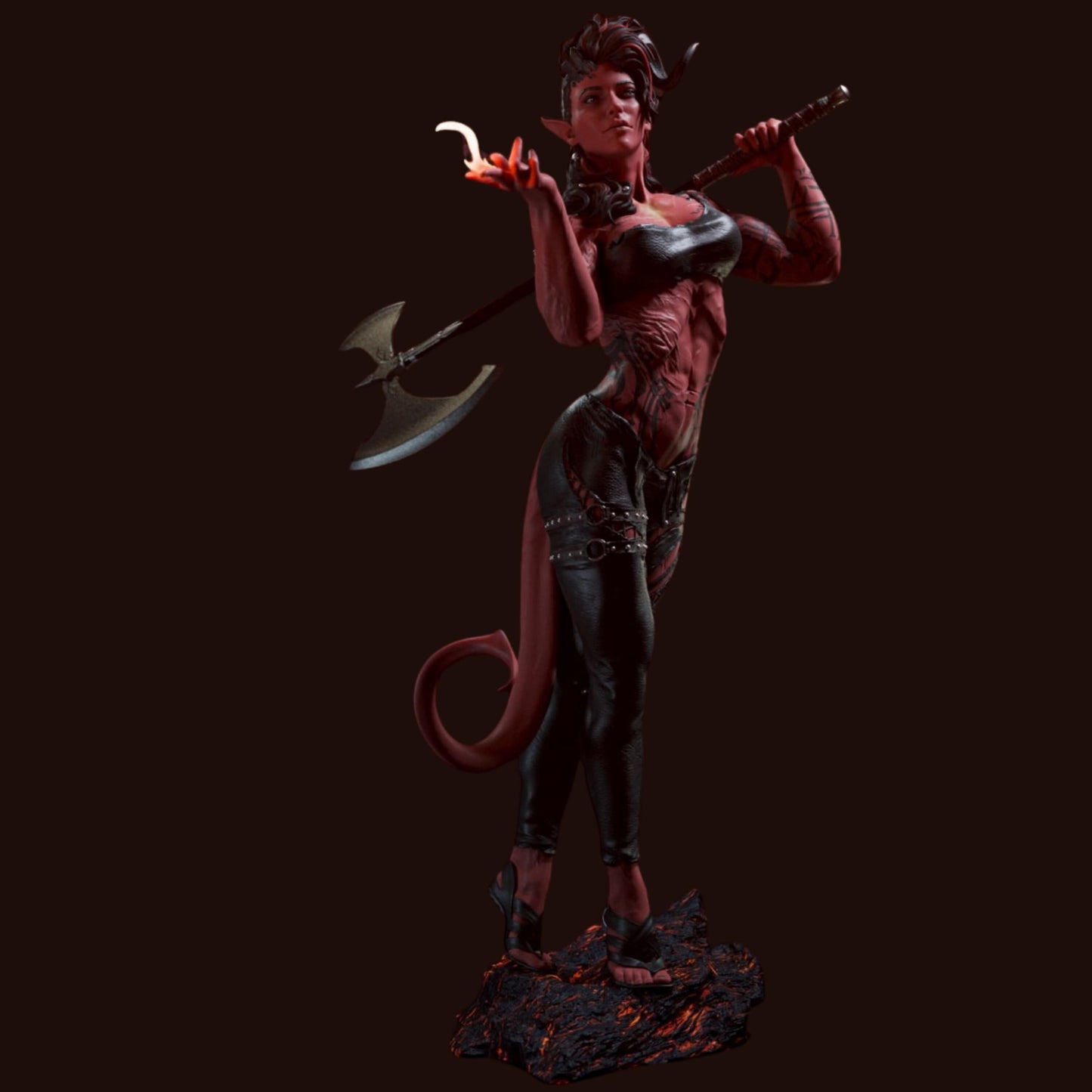 Infernal Battle Maiden | 12K Resin Print | Tiefling Barbarian Fantasy Figure | Unassembled / Painted GK Kit