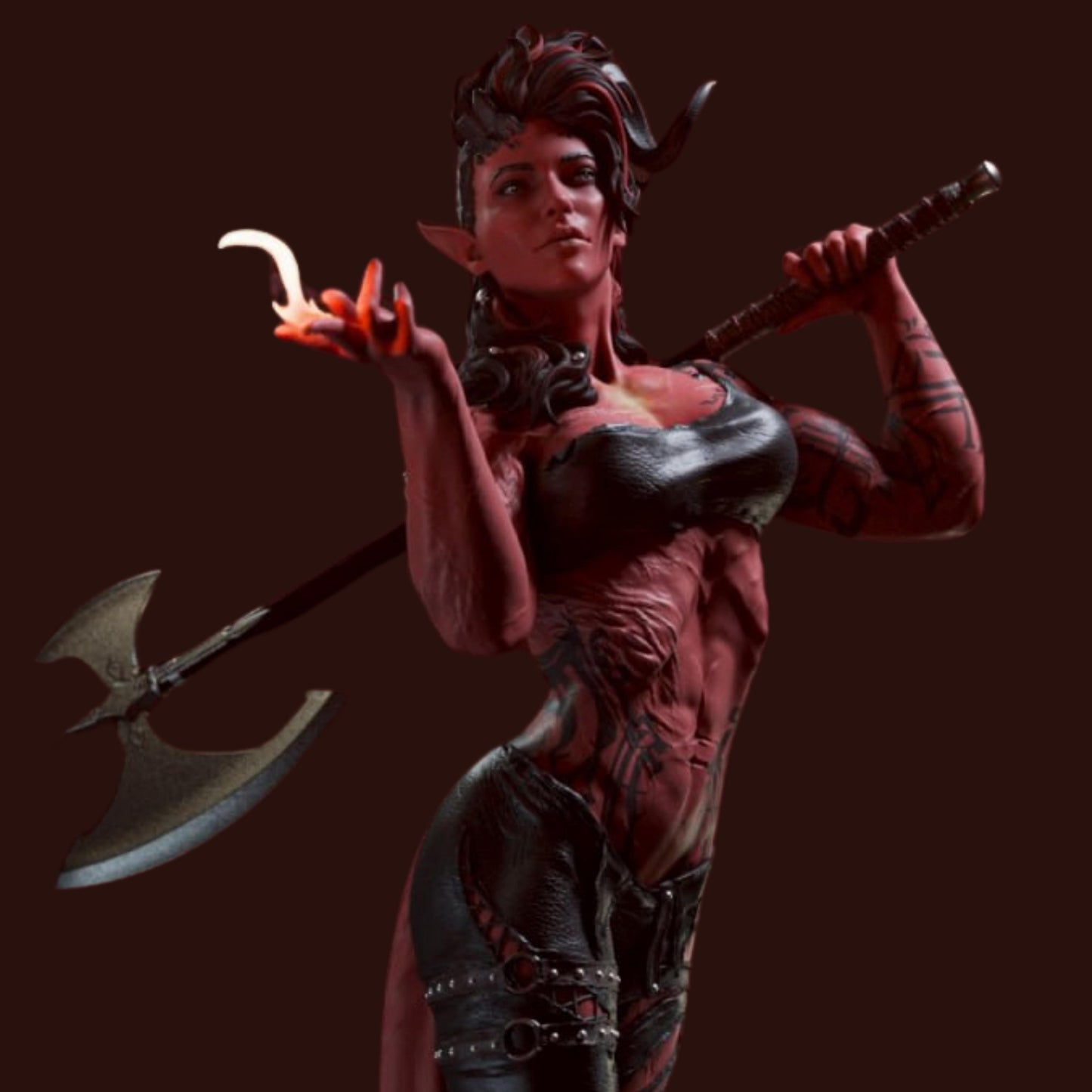 Infernal Battle Maiden | 12K Resin Print | Tiefling Barbarian Fantasy Figure | Unassembled / Painted GK Kit