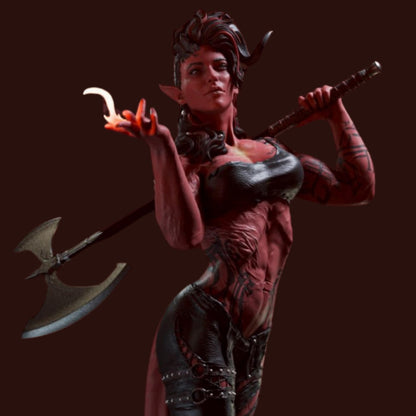 Infernal Battle Maiden | 12K Resin Print | Tiefling Barbarian Fantasy Figure | Unassembled / Painted GK Kit