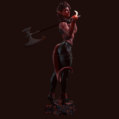 Infernal Battle Maiden | 12K Resin Print | Tiefling Barbarian Fantasy Figure | Unassembled / Painted GK Kit