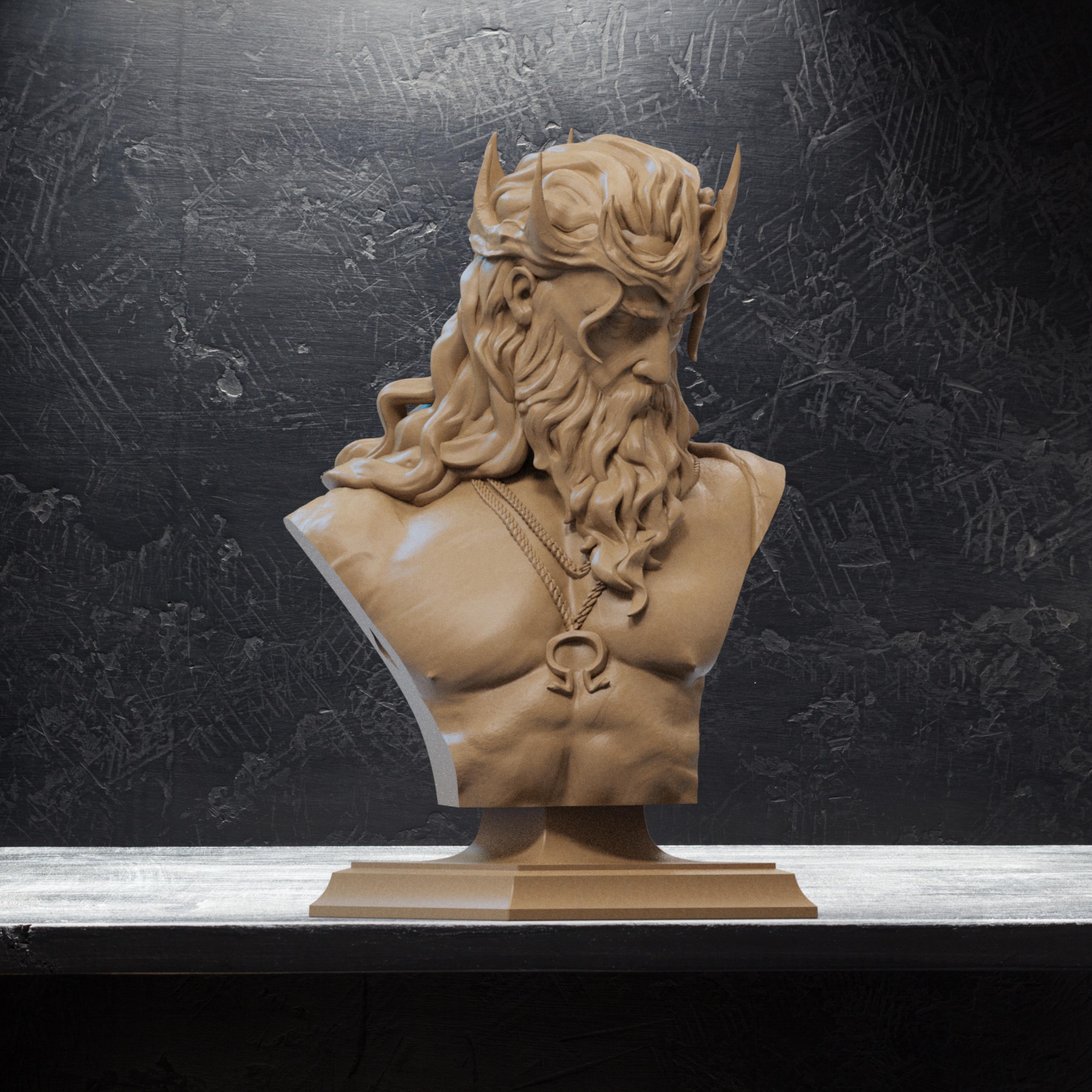 Hades Bust: 12K Resin Mythology Character, Unpainted Miniature (Fan Art)