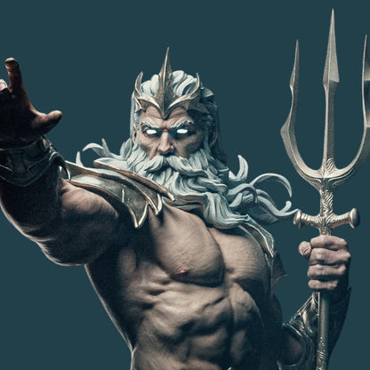 Poseidon Figure: 3D Printed Greek Mythology Model, 12K Resin Fan Art
