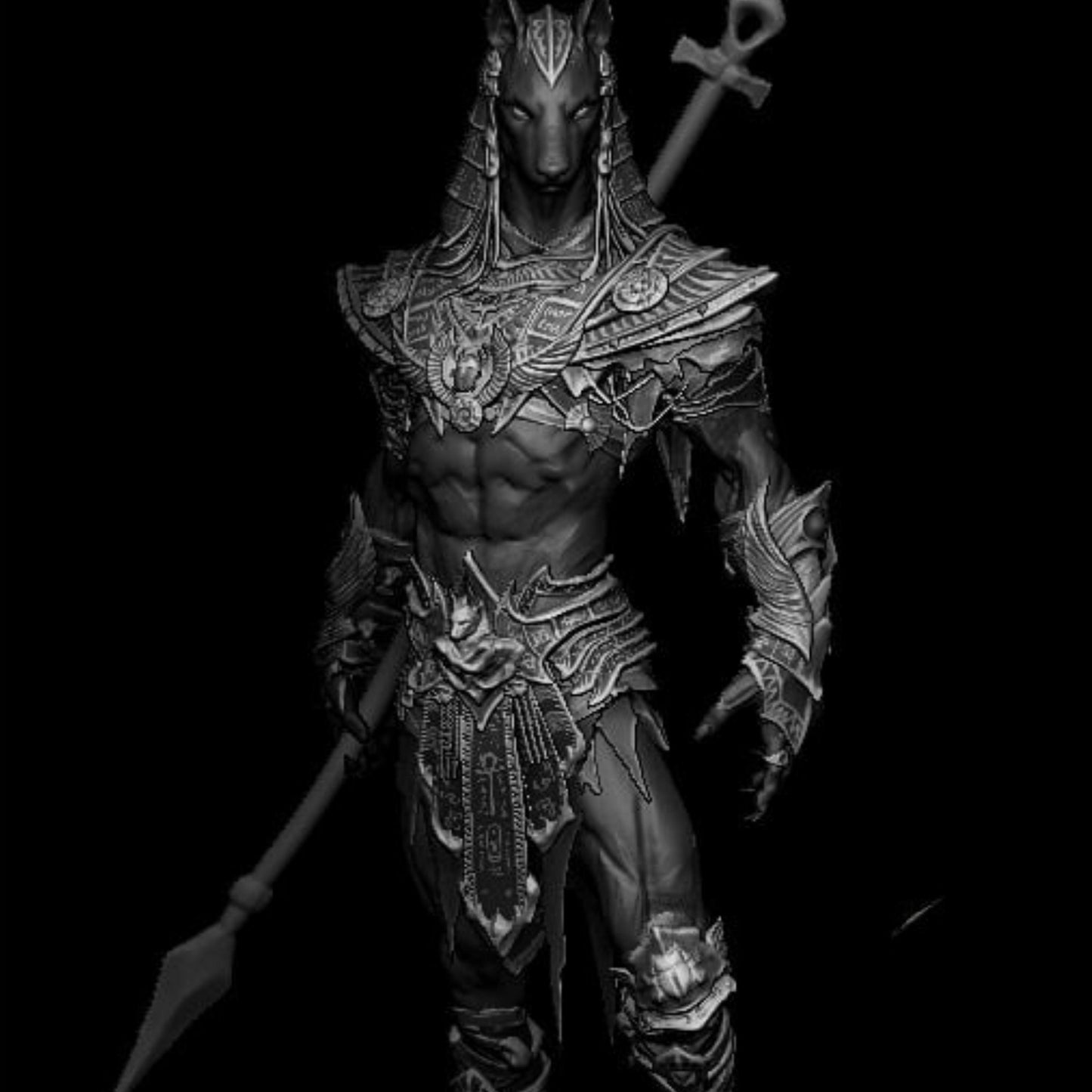 12K Resin Anubis Figure: Egyptian Mythology Fan Art (Unpainted/Unassembled)