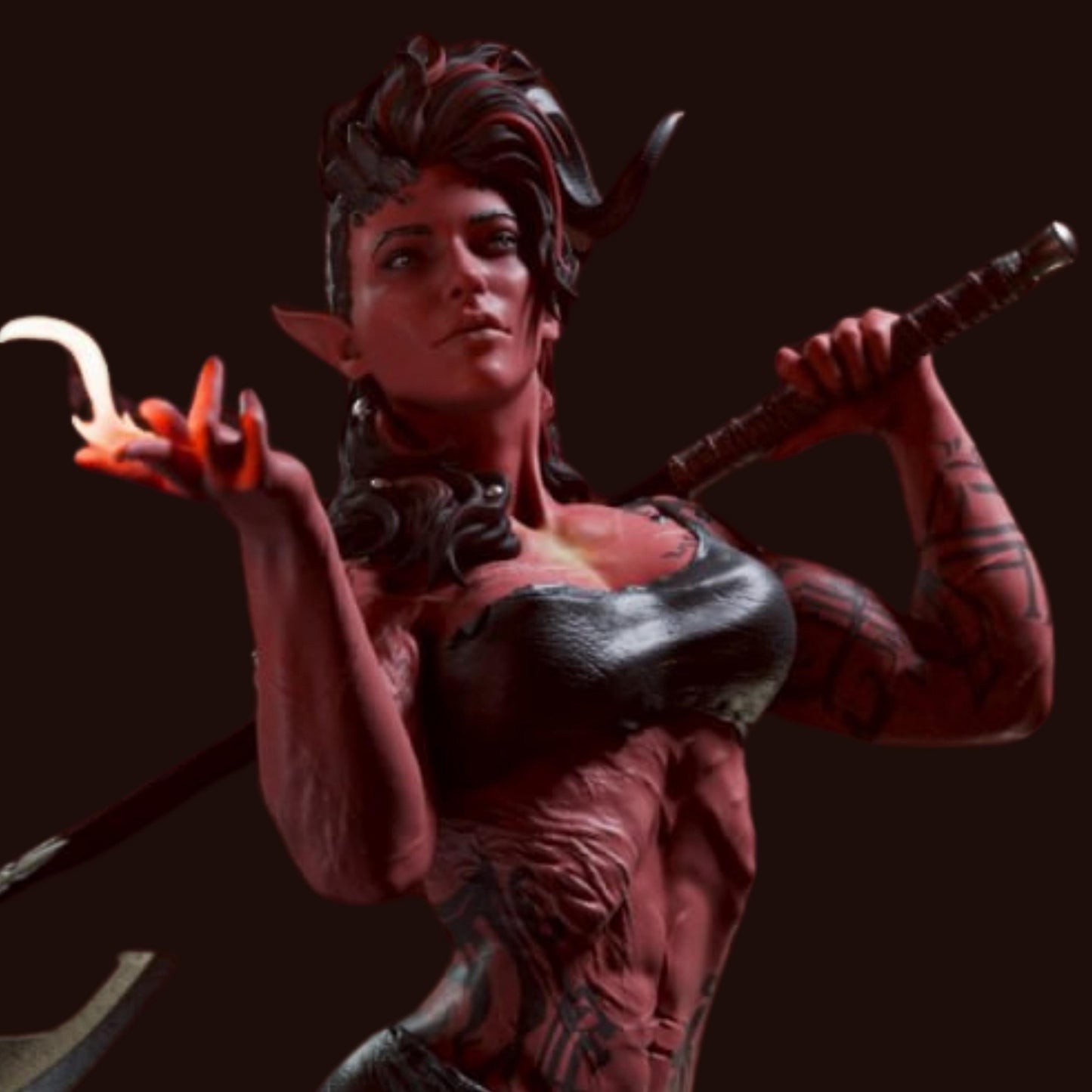 Infernal Battle Maiden | 12K Resin Print | Tiefling Barbarian Fantasy Figure | Unassembled / Painted GK Kit