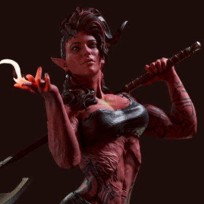 Infernal Battle Maiden | 12K Resin Print | Tiefling Barbarian Fantasy Figure | Unassembled / Painted GK Kit