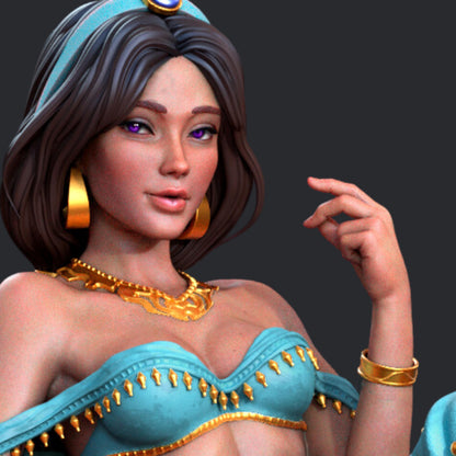 Exotic Princess & Panther Resin Figure – 12K High Detail – Unpainted / Painted – Fantasy Collectible Kit