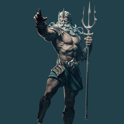 Poseidon Figure: 3D Printed Greek Mythology Model, 12K Resin Fan Art