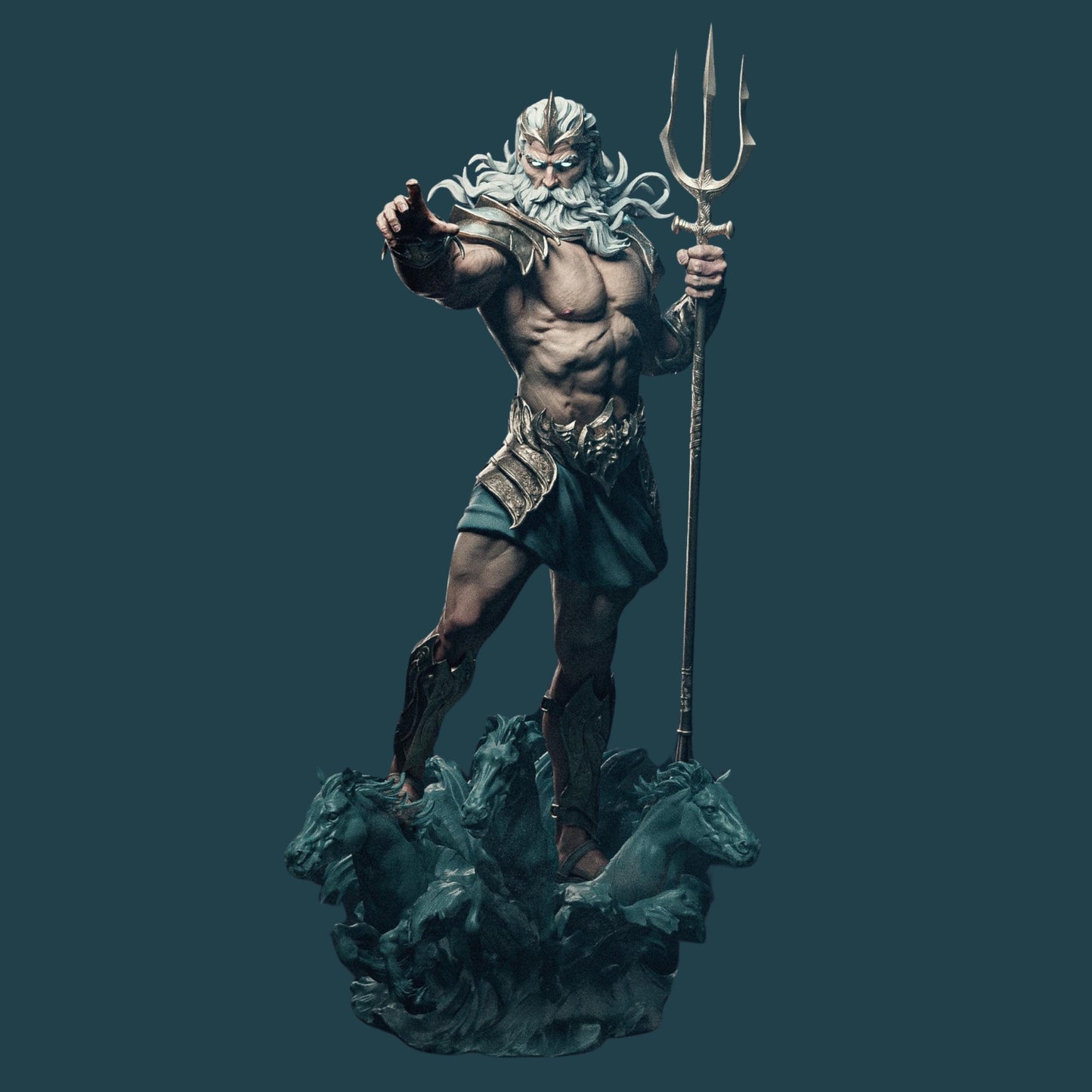 Poseidon Figure: 3D Printed Greek Mythology Model, 12K Resin Fan Art