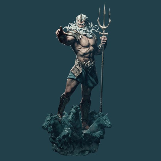 Poseidon Figure: 3D Printed Greek Mythology Model, 12K Resin Fan Art