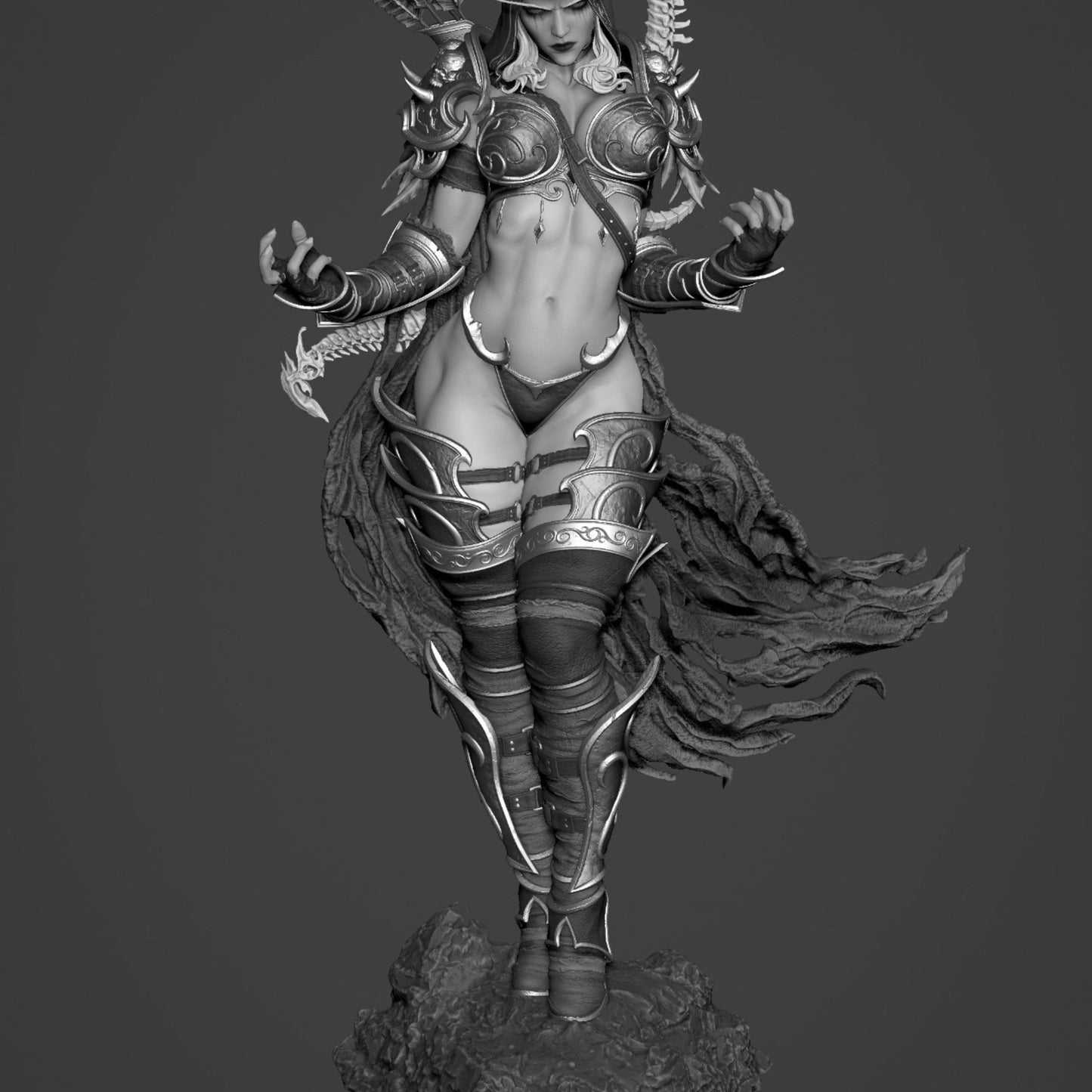Dark Lady Warrior Resin Figure – 12K High Detail – Unpainted / Painted – Fantasy Collectible Kit