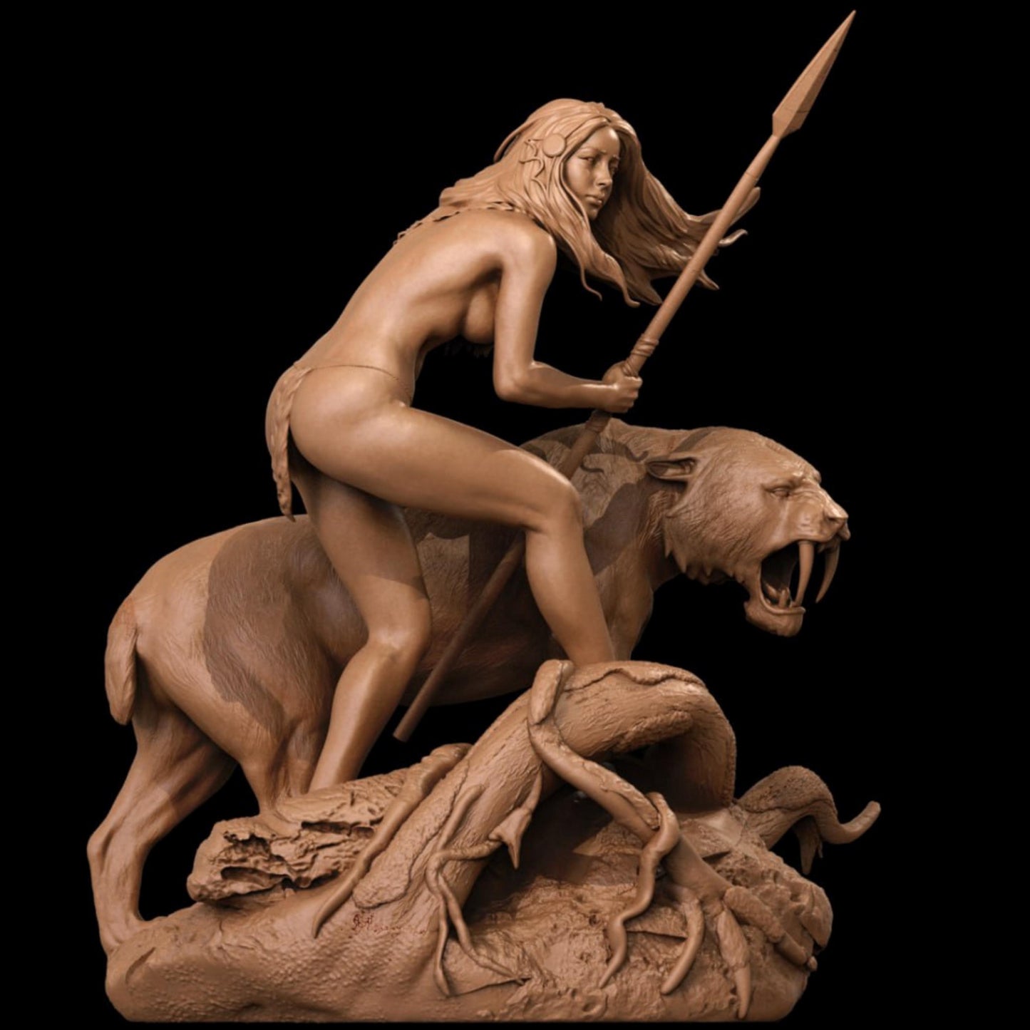 Savage Warrior Woman Resin Figure – 12K High Detail – Unpainted / Painted – Fantasy Collectible Kit