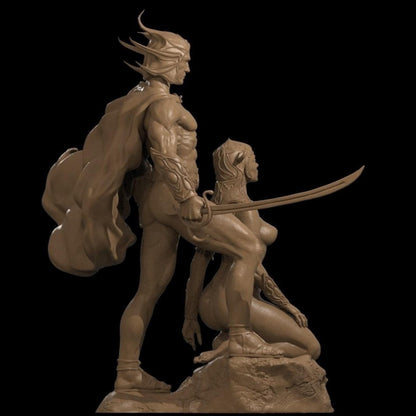 Martian Lovers 12K Resin Figures: NSFW Fantasy Couple Model - Unpainted / Painted