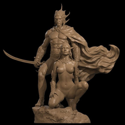 Martian Lovers 12K Resin Figures: NSFW Fantasy Couple Model - Unpainted / Painted