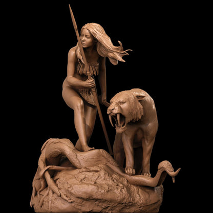 Savage Warrior Woman Resin Figure – 12K High Detail – Unpainted / Painted – Fantasy Collectible Kit