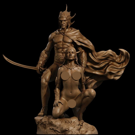 Martian Lovers 12K Resin Figures: NSFW Fantasy Couple Model - Unpainted / Painted