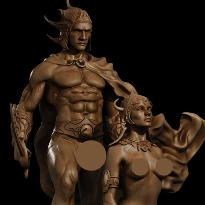 Martian Lovers 12K Resin Figures: NSFW Fantasy Couple Model - Unpainted / Painted