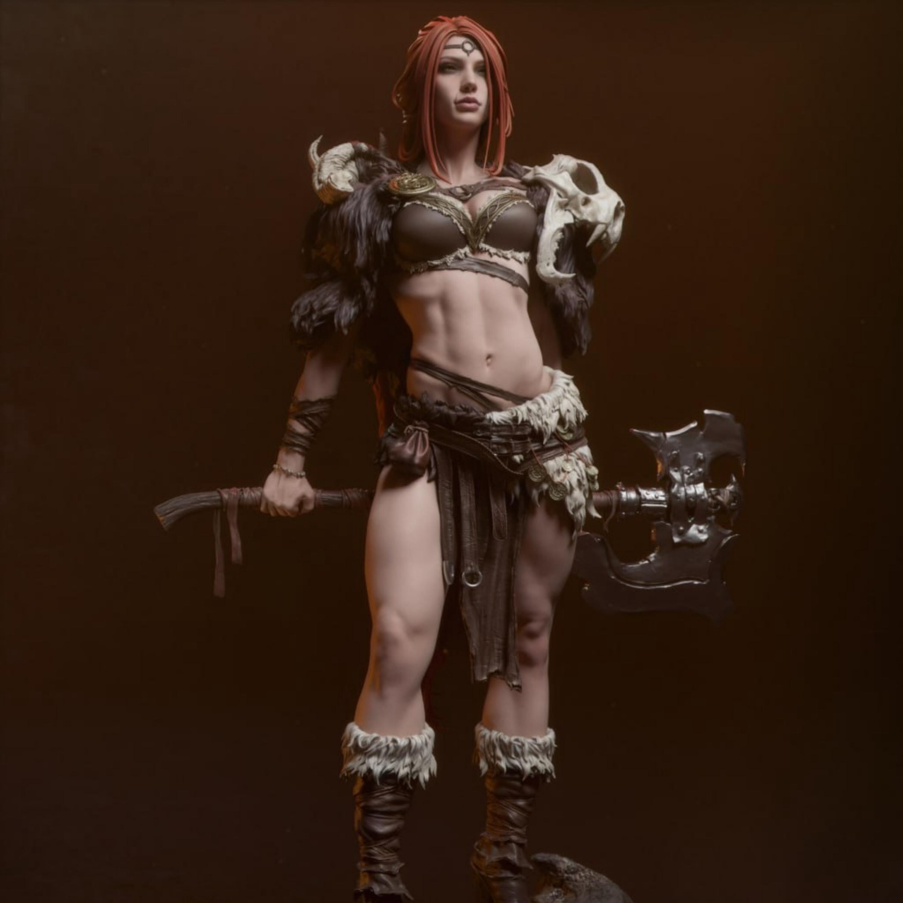 Barbarian Warrior Resin Figure – 12K High Detail – Unpainted / Painted – Fantasy Battle Axe Kit