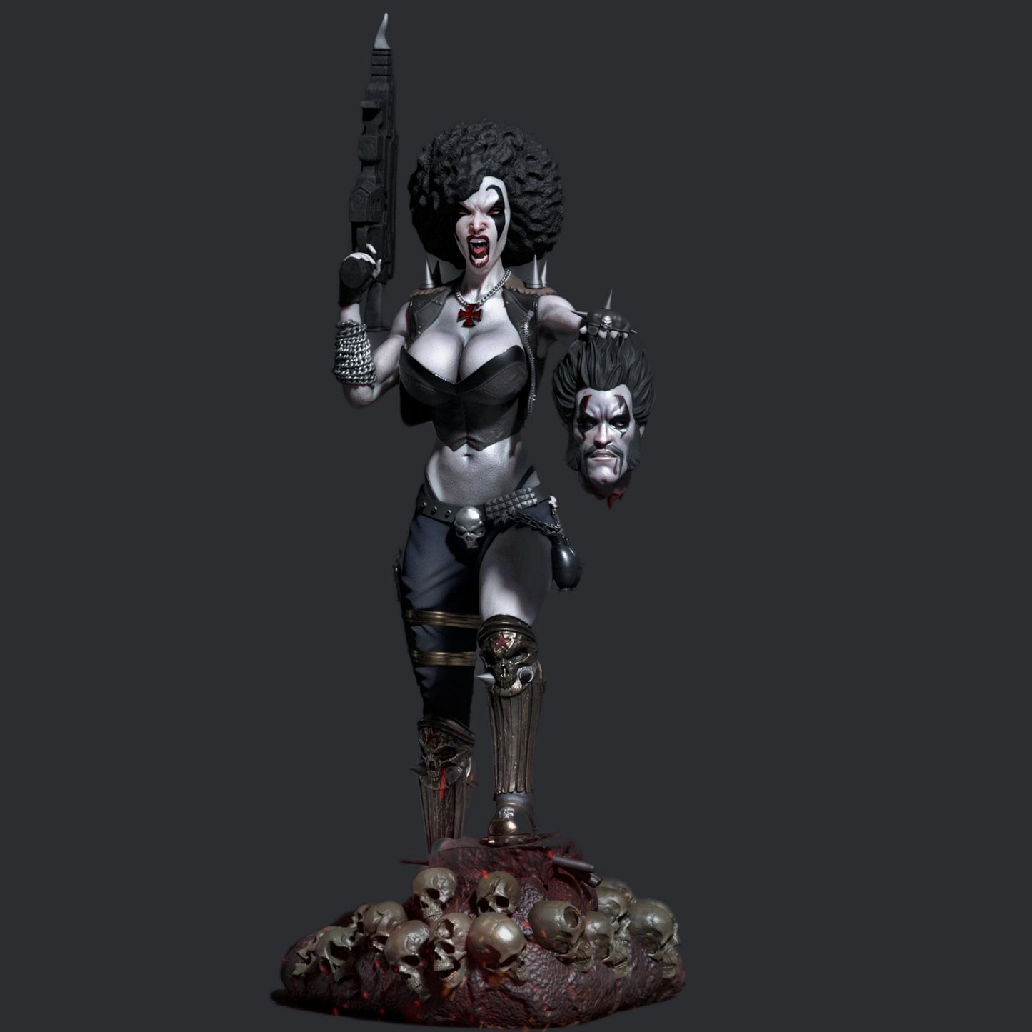 Savage Femme Warrior Resin Figure – 12K High Detail – Unpainted / Painted – Skull Base Fantasy Collectible