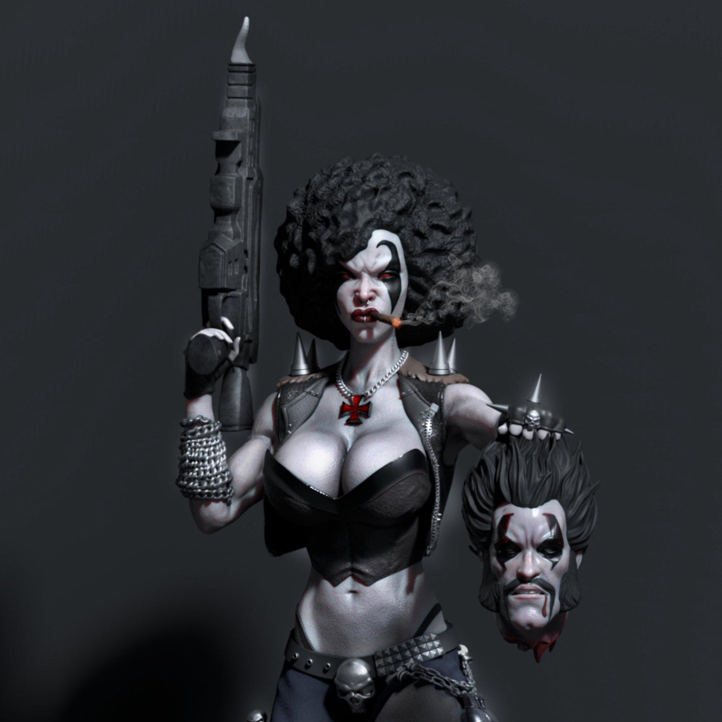 Savage Femme Warrior Resin Figure – 12K High Detail – Unpainted / Painted – Skull Base Fantasy Collectible