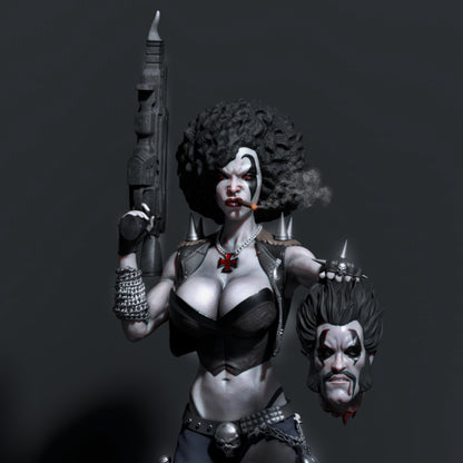 Savage Femme Warrior Resin Figure – 12K High Detail – Unpainted / Painted – Skull Base Fantasy Collectible
