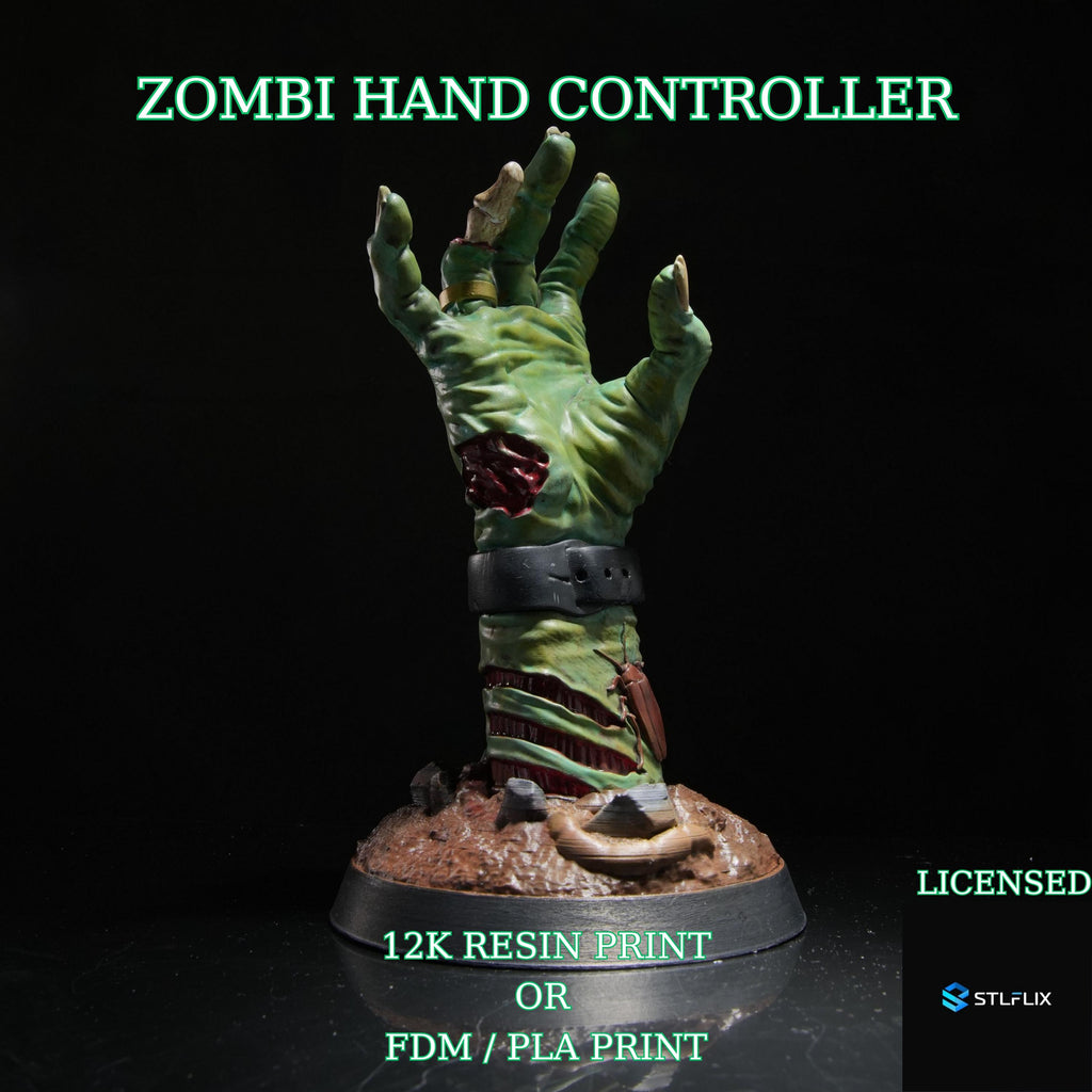 3D Printed Zombie Hand Controller Statue: Halloween Gamer Decor